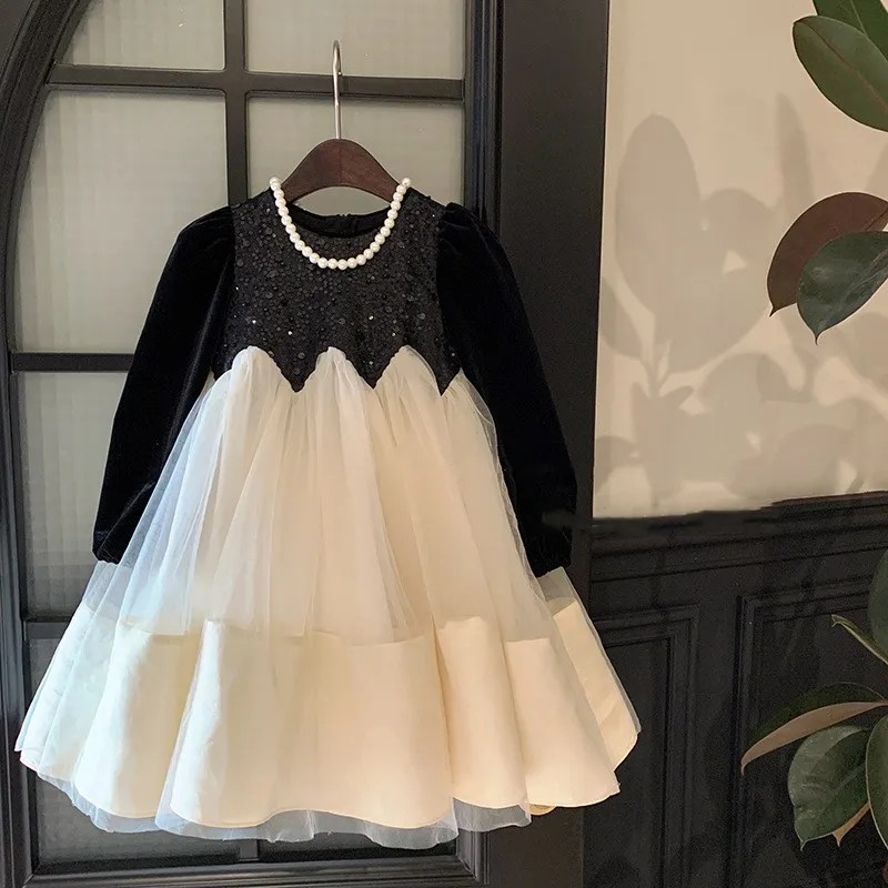 

Girl Dress Autumn Girl Velvet Sequin Ball Gown Dress Clothes Children Birthday Christmas Party Dress Girl Princess Wedding Dress