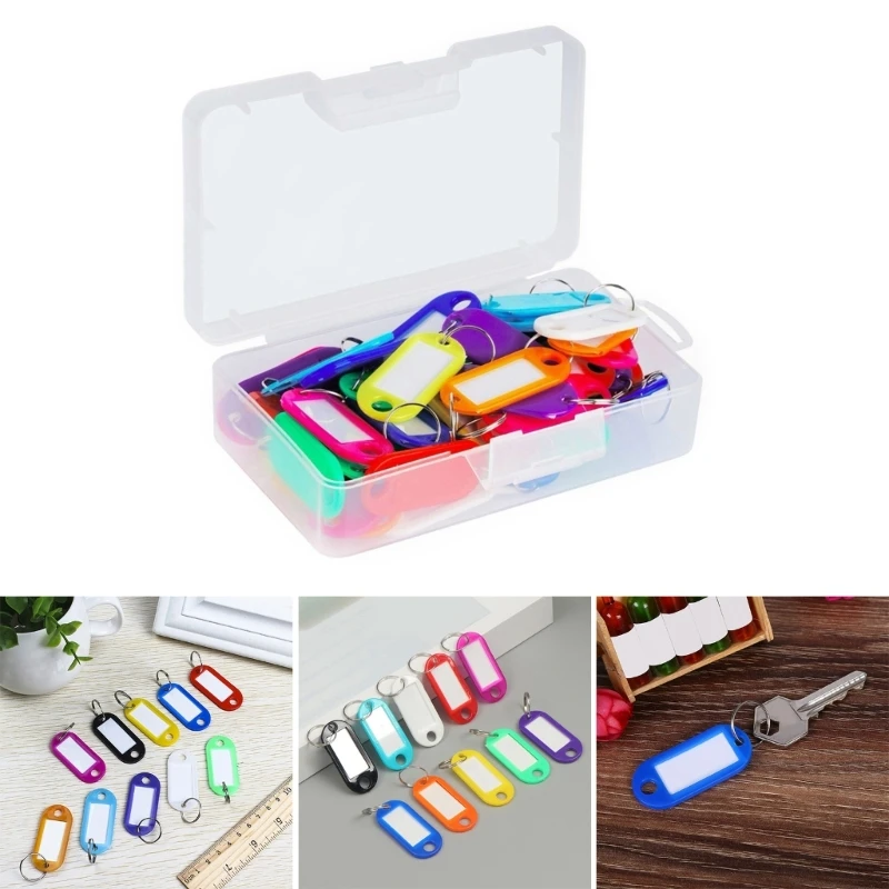 50 Pack of Writable Plastic Key Tags Keychains Key Chain  Tags Key Tags Mark Hotel Number Classification Tags