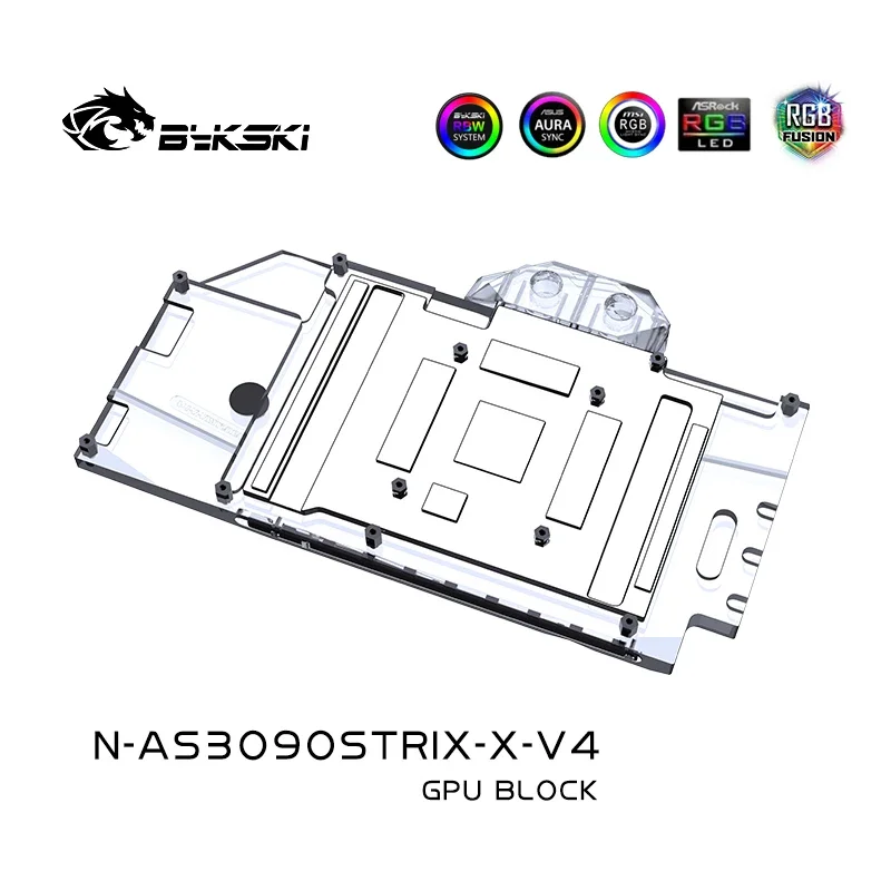 Bykski bloque de agua GPU de cobertura completa para tarjeta gráfica ASUS RTX3080 3090 STRIX, enfriador de agua VGA, sincronización ARGB/RGB, N-AS3090STRIX-X-V4