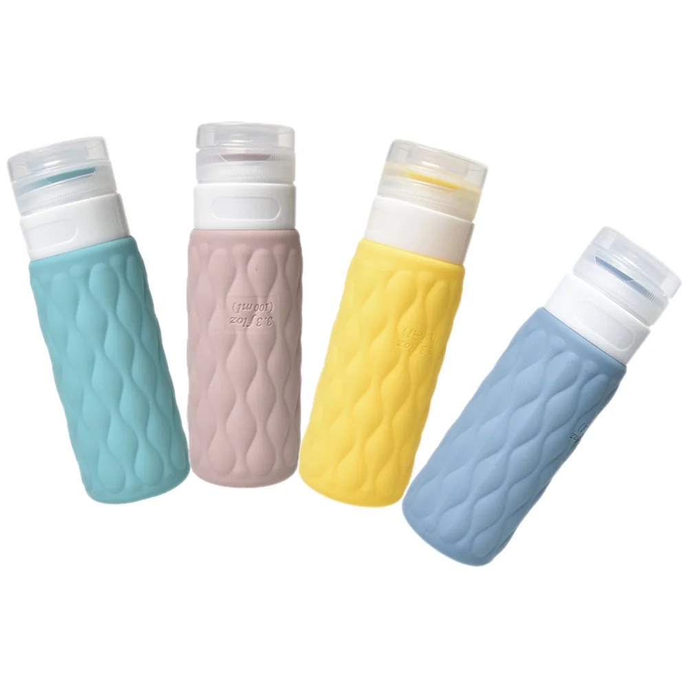 4 個の漏れ防止トラベルボトルシリコン絞り可能な詰め替え容器シャンプーローションボディケア用旅行絞り可能なチューブ