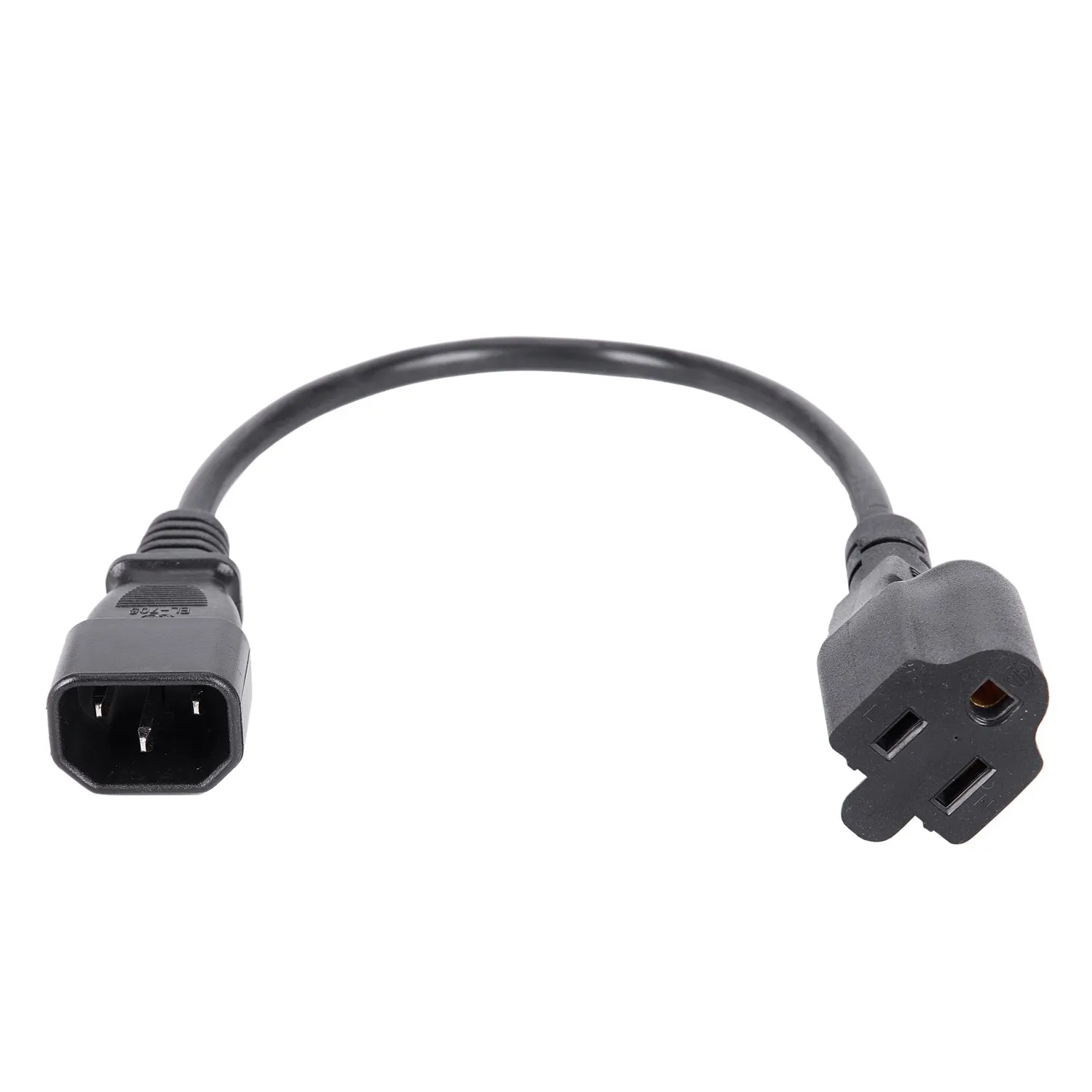 Cabo adaptador de alimentação preto, 1ft, IEC 320, C14, plugue macho para NEMA 5-15R, 3 fêmea, PC