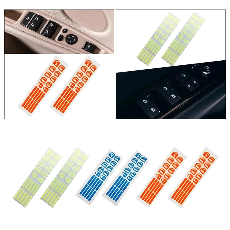 1/2/3/4pcs Car Luminous Window Lift Button Stickers Control Panel Decals Auto Interior Accessories Vehicle Decoration Supplies