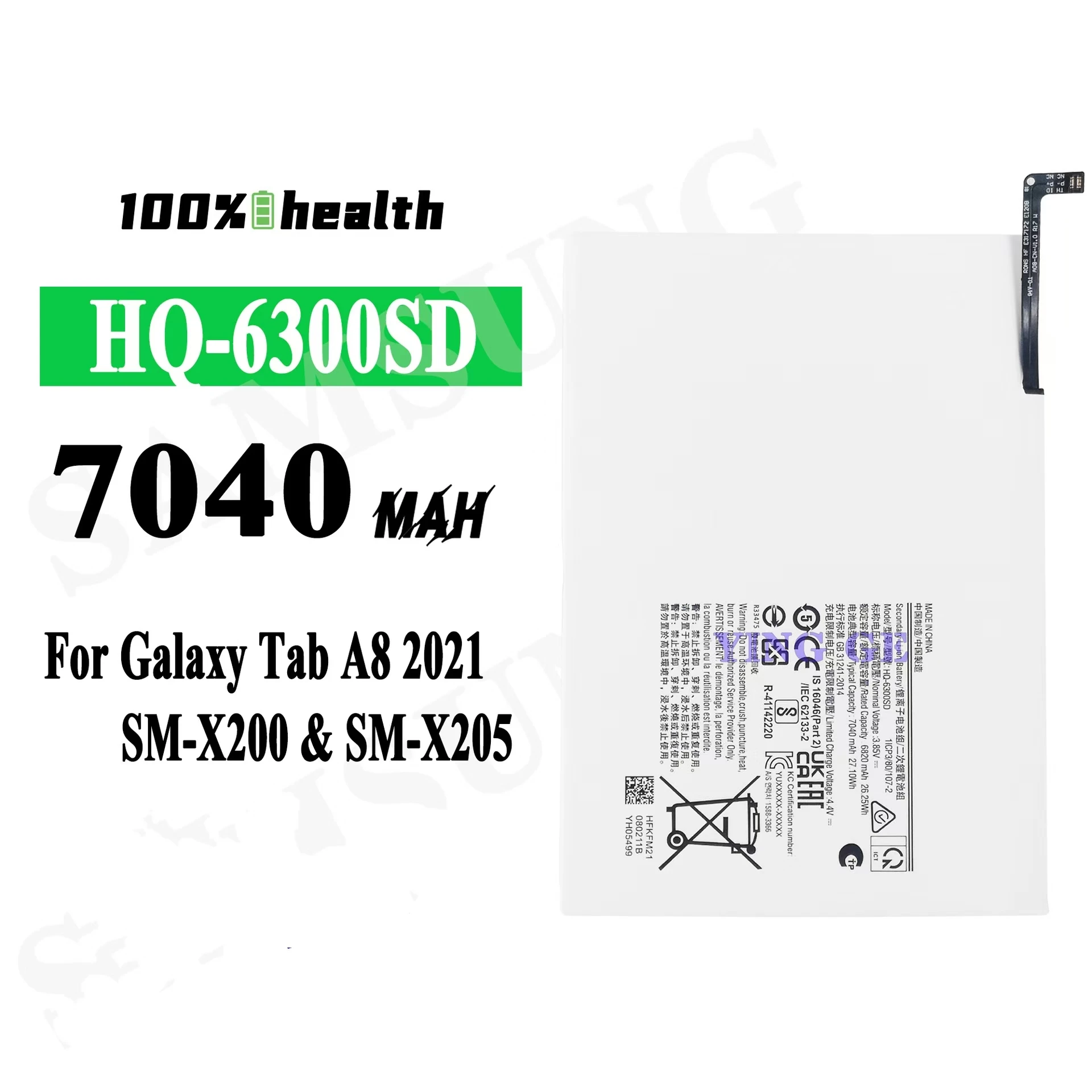 For Samsung Tab A8 2021 X200 X205 HQ-6300SD Brand New High Quality Tablet Battery