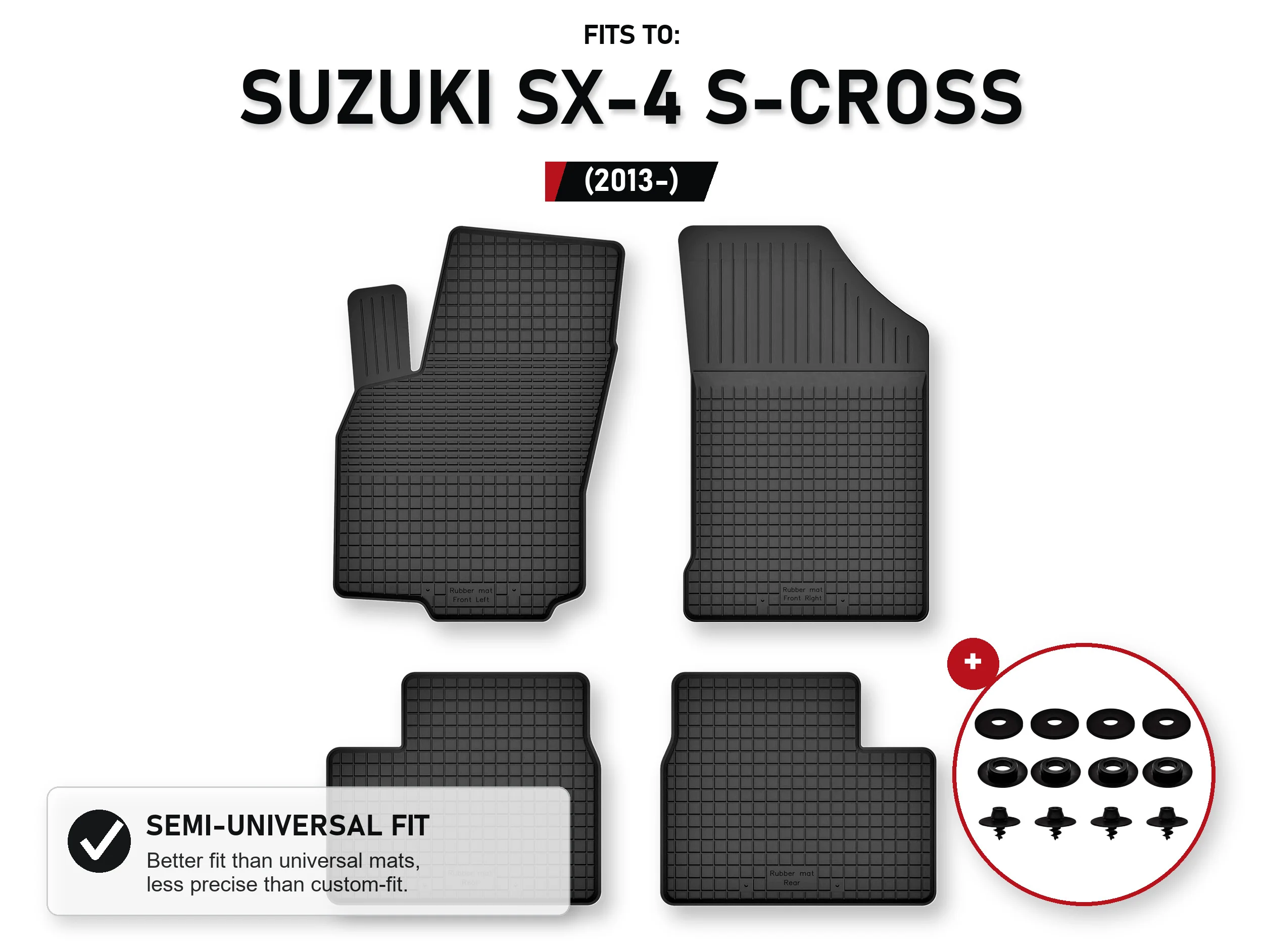 Vloermatten voor: Suzuki Sx-4 S-Cross 2013- Crossover 4 stuks Ze Stoperami