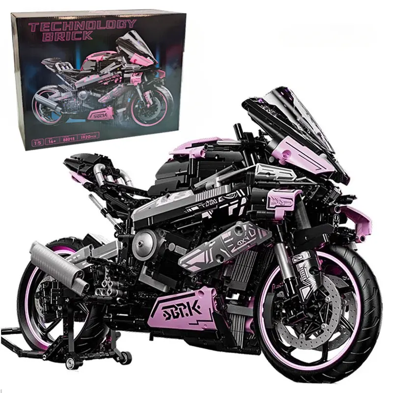 

1920PCS Technical 1:8 Pink M1000RR Motorcycle Building Blocks MOC Assemble Bricks Sport Motorbike Toys Kid Adult Teens Gift