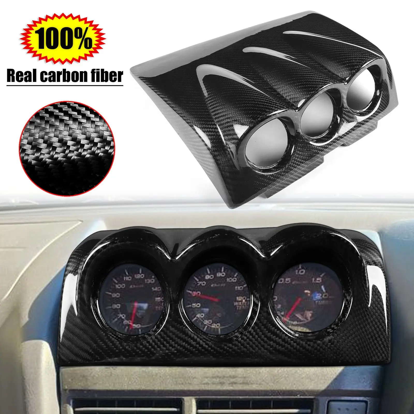 Inner Triple Meter Gauge Pod Cover Trim For Nissan Skyline R34 GTR GTT 1999-2004
