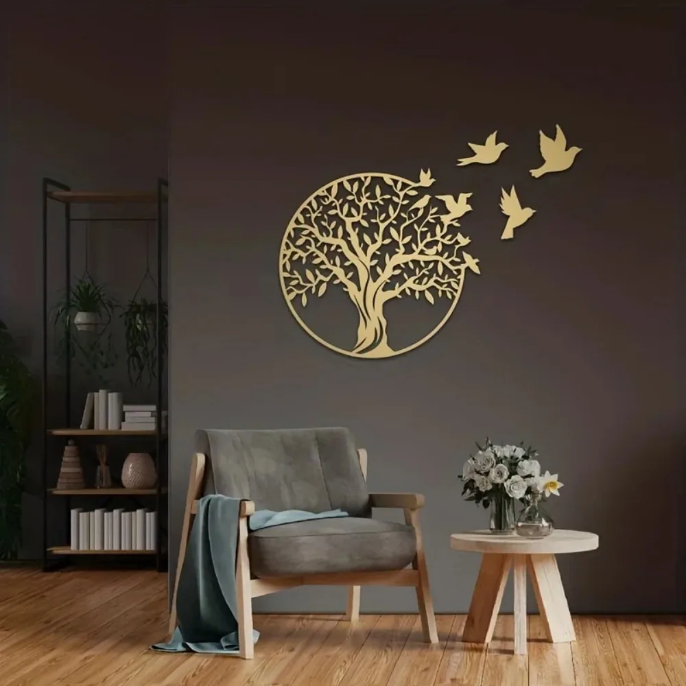 Metal Wall Art Tree of Life, Rustic Ironwork Outdoor Courtyard Decor, Elegant Home Decoration for Living Room, Anniversary House