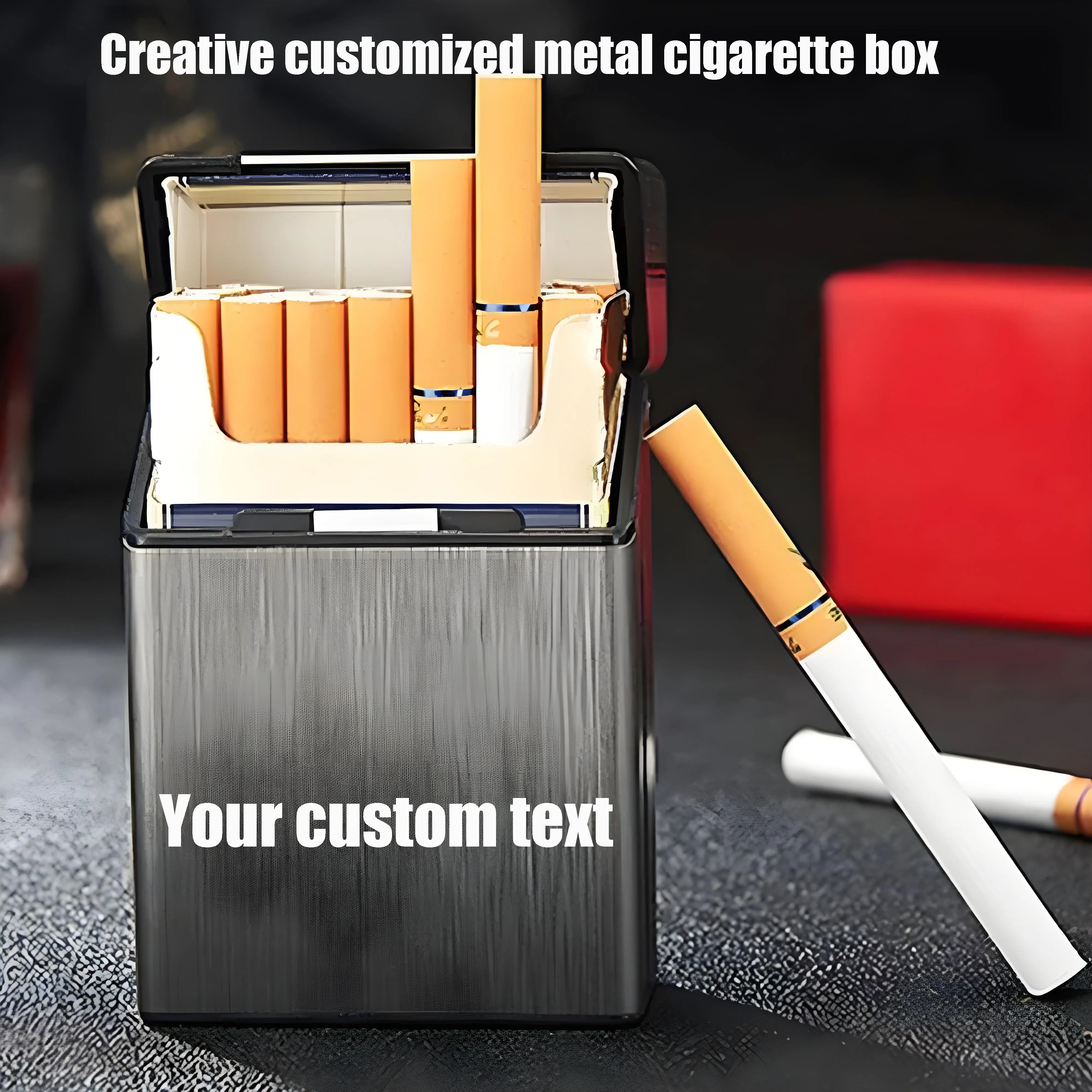 

Customized Stainless Steel Cigarette Case Creative Personalized ultra-Thin Cigarette Case Outdoor Travel Smoking Accessories