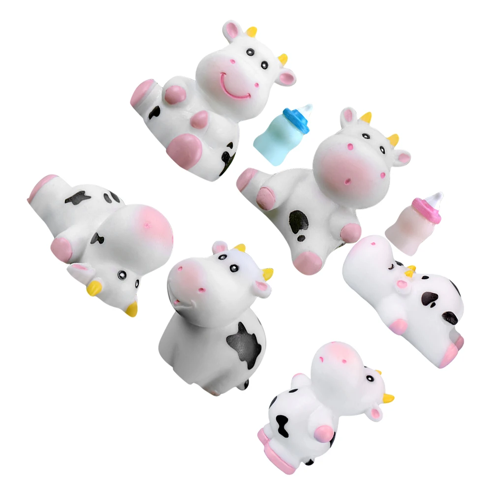 

1Set Miniature Resin Cow Decor Cute White Bonsai Ornament Micro Landscape Small Cow Decoration Resin Bonsai Decor