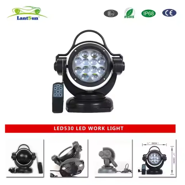 LED Search Lights Marine Lighting Work Lamp 60W Remote Control for Car,Boat Outdoor LANTSUN LED530