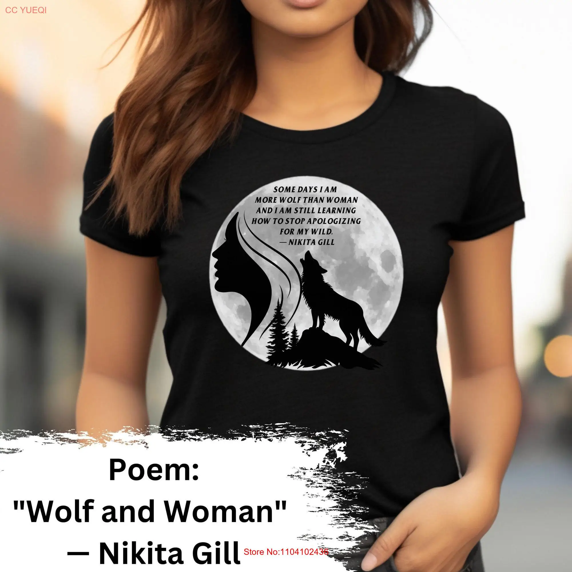 Wolf and Woman Poem by Nikita Gill literature shirt famous quotes from poets department Reading Teacher for Book Lover