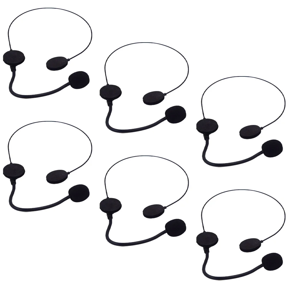 6 Pcs Toy Microphone Headset with Black Microphones Costume Prop Cosplay Headphone Halloween Headpiece Accessory