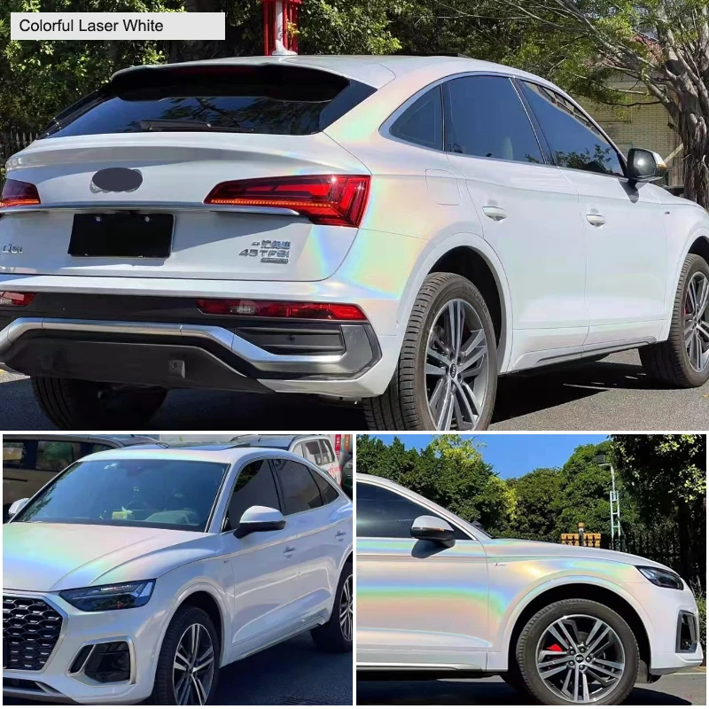 Custom Colorful Laser White PET Car Wrap Vinyl Color Shift Self Adhesive Bubble Free Air Release Full Body Film