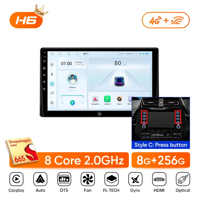 Ainavi プリウス XW50 2015-2020 9インチ CarPlay Android Auto 4G