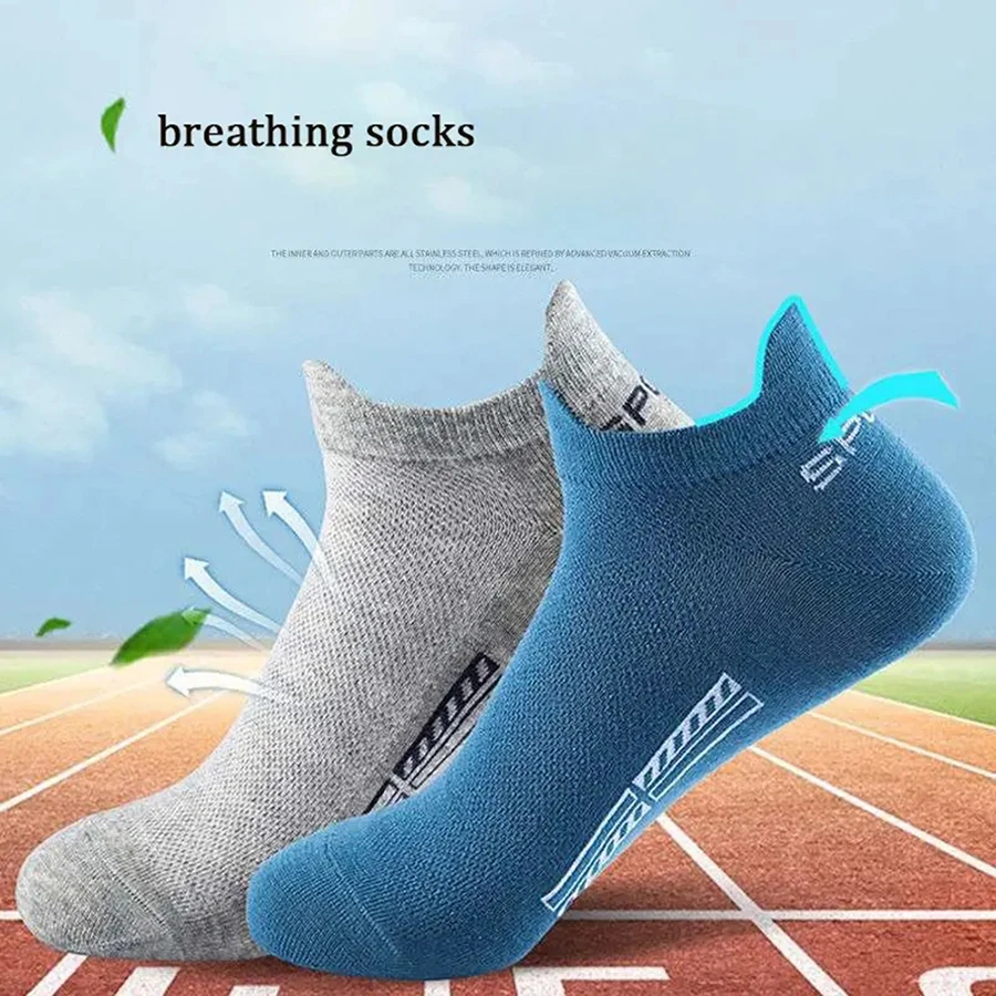 5/10/20 Pairs Men Short Socks Trendy High-Quality Low Cut Round Neck Ankle Socks Mesh Breathable Versatile Casual Men Boat Socks