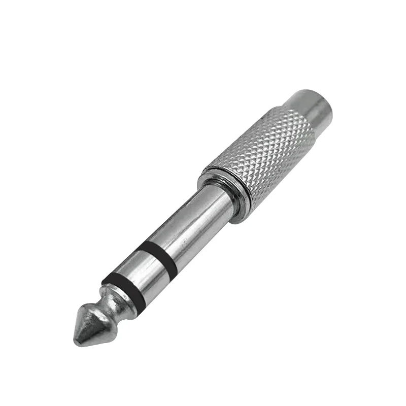 Slivery Metal RCA Female to 6.35mm Male Plug 3 Pole TRS Audio Adapter RCA Jack Socket to 6.35mm Stereo Connector