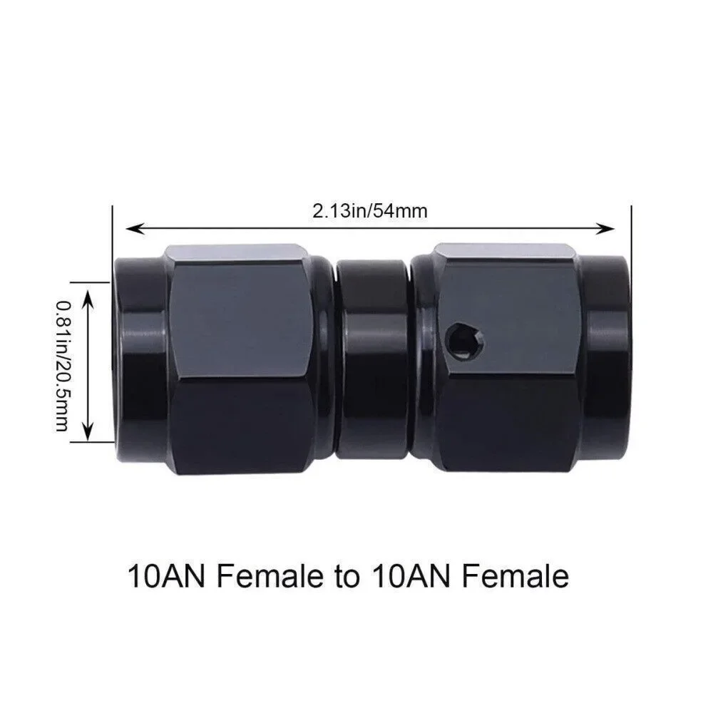 6AN/10AN Female Straight Swivel Coupler Union Fitting Adapter Aluminum Black