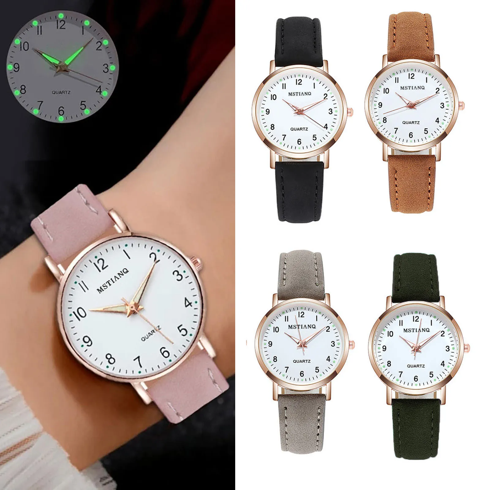 Ladies Diamond-Studded Luminous Retro Female Watch Belt Quartz Watch High End Women'S Watches Ladies Multi Color Exquisite Watch