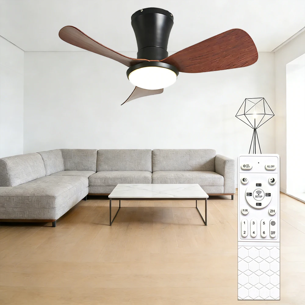 Ventilador con luz de 32 pulgadas, ventilador de tres aspas con control remoto, temporizador de atenuación de tres temperaturas de color, para sala de estar, dormitorio, cocina