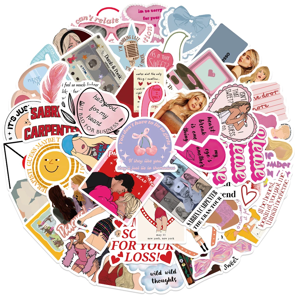 50 قطعة ملصقات نجار سابرينا كول الكرتون المغني ملصق مائي DIY كتيب الهاتف المغلف الأمتعة الغيتار الثلاجة ملصقات الزخرفية #2
