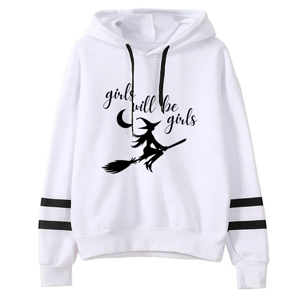 Girls Will Be Girls Witch hoodie harajuku athleisure patterned soft fabric funny female pullover hoddie patterned casual wear