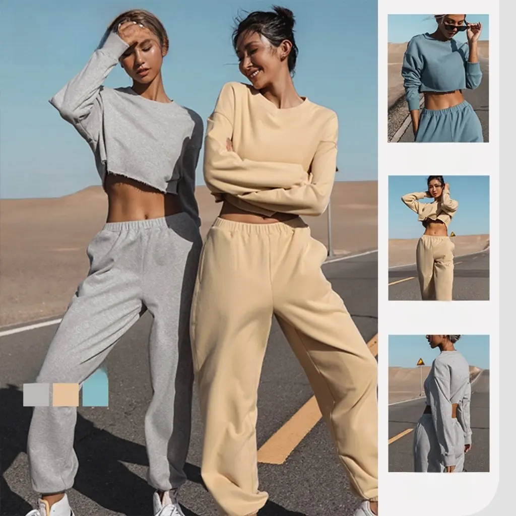 

Женский повседневный свободный спортивный свитер, комплект из 2 предметов, европейский и американский стиль, бестселлер, новинка из