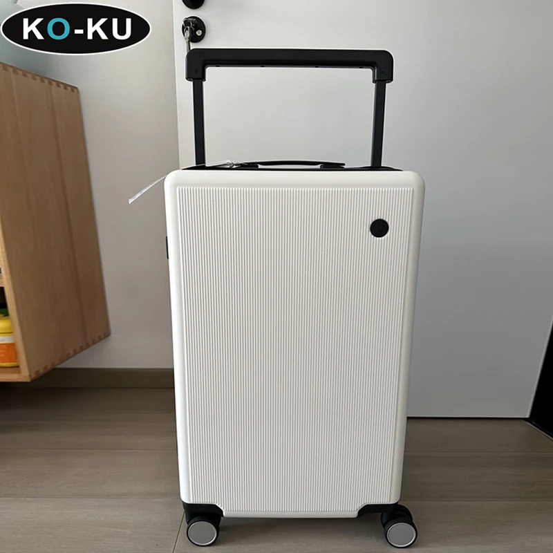 KO-KU Wide Trolley Luggage Fashion White 20/24/26/28 Inch Unisex Password Trolley Case Universal Wheel Mix Colours Boarding Box