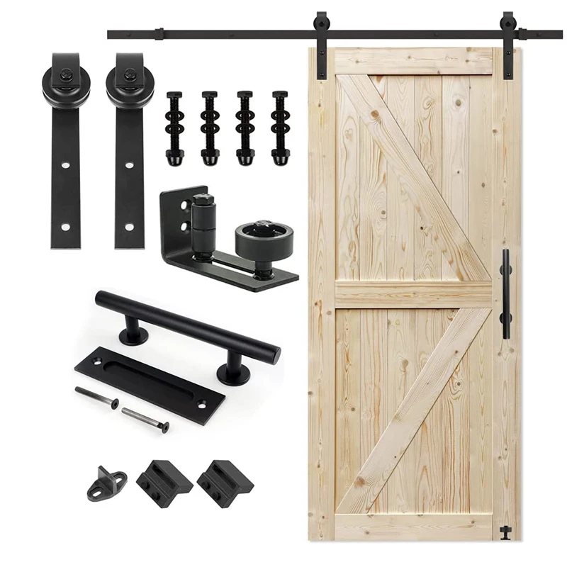 

6.6ft Single Door I Shape Steel Barn Door Hardware Kit Heavy Duty Smooth Quiet Sliding Smoothly Quietly Sliding Barn