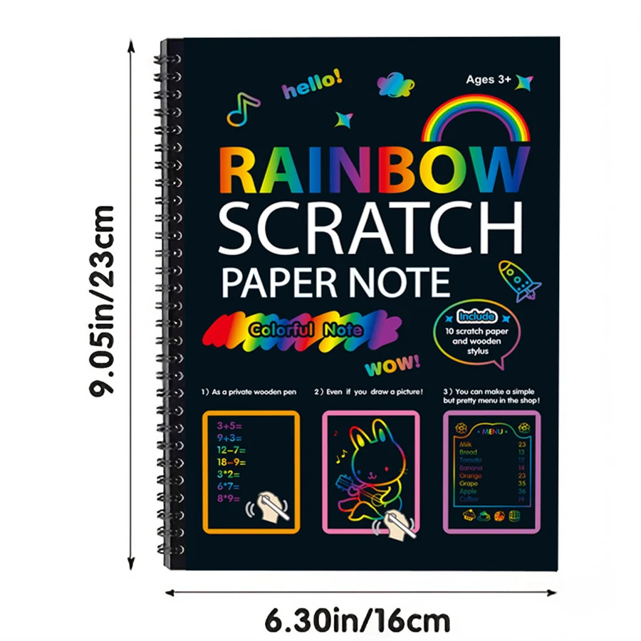 12 sheets/set of rainbow scratch-off books, art and craft supplies set, color drawing paper set, suitable for birthday game part