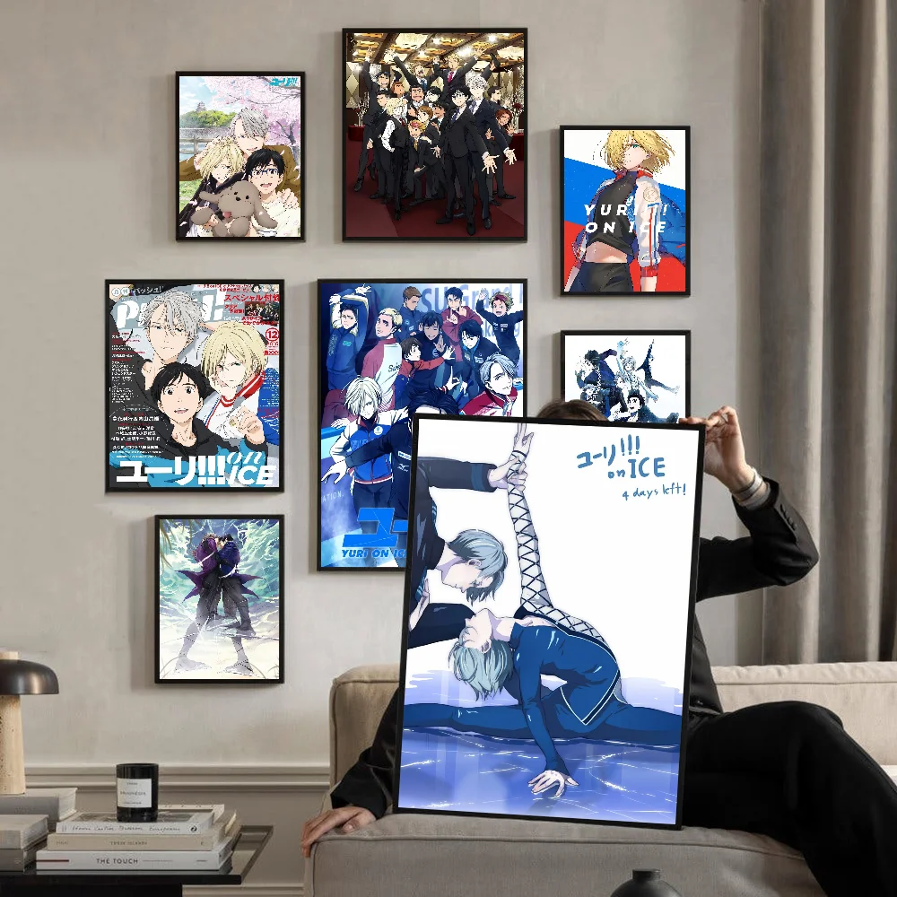 Pósteres de películas clásicas de Yuri on ICE, pegatina de papel blanco, bricolaje, habitación, Bar, cafetería, arte estético, pintura de pared