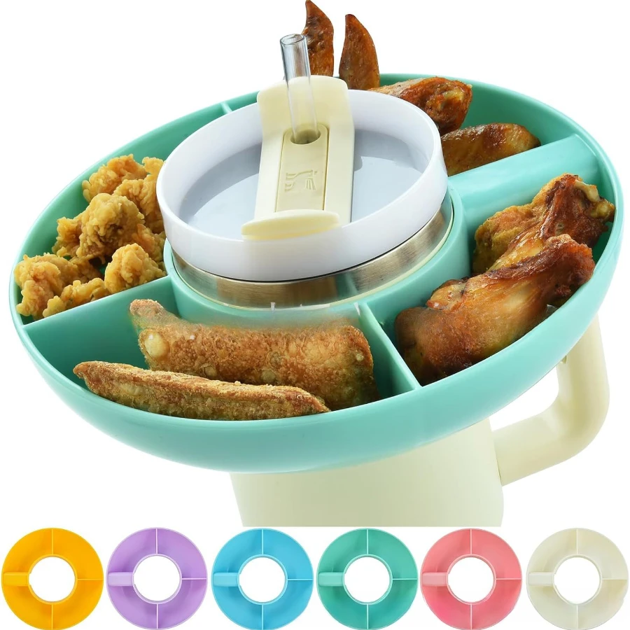 Plateau à Goûter Silicone Pour Gobelet Stanley 40 Oz - Bol Collation 3 Compartiments Snack Cup Pour Tasse Voyage Plateau à Goûter Silicone Pour Gobelet Stanley 40 Oz - Bol Collation 3 Compartiments Snack Cup Pour Tasse Voyage