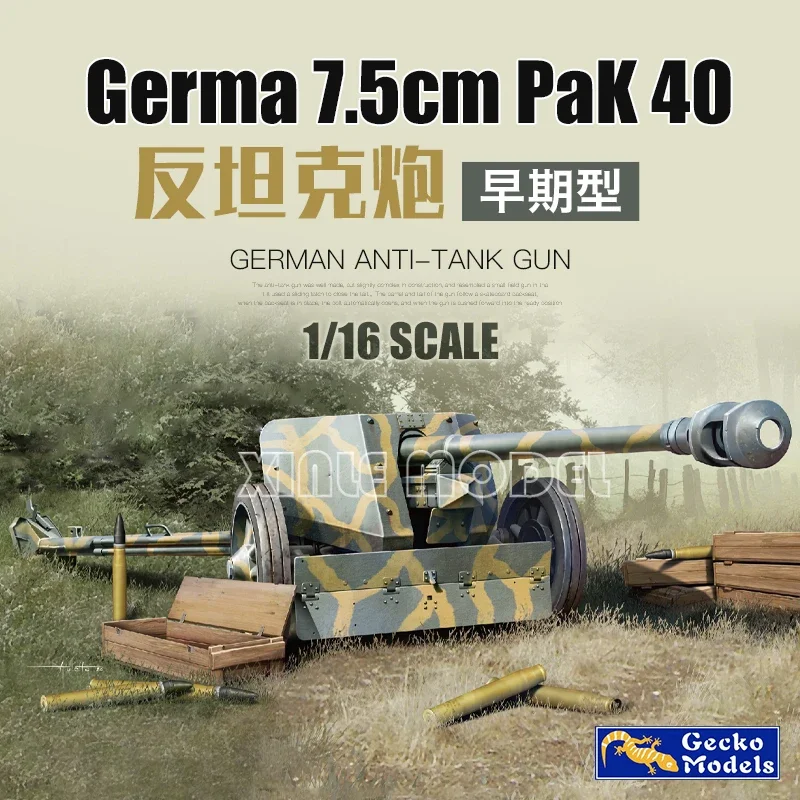 

Пластиковая сборка модели Gecko, комплект модели 16GM0012, немецкий противотанковый пистолет Pak 40, 7,5 см (для раннего производства), 1/16