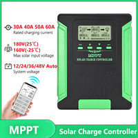 MPPT Solar Charge Controller 30A 40A 50A 60A Controller with WiFi 12V 24V 36V 48V Auto Solar Panel Regulator Max PV Input 180V