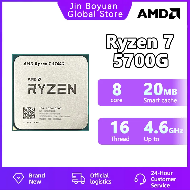 New AMD R7 5700G Ryzen 7 5700G 3.8GHz Eight-Core 16-Thread 65W CPU  L3=16M 100-000000263 Socket AM4 but without cooler