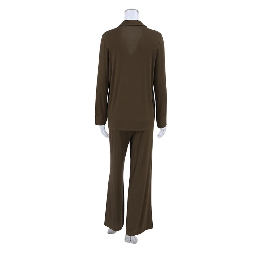 Autumn Brown 2026 Modal Pajama Set | Soft Long-Sleeve Cardigan & Trousers | Comfortable Women's Loungewear & Sleepwear (2-Piece)