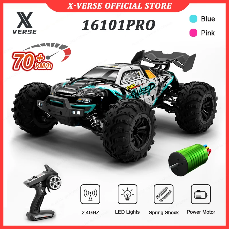 

1:16 RC Car 50KM/H Or 70KM/H High Speed 2.4G Brush Or Brushless 4WD Remote Control Car with LED Off Road 4x4 RC Toys for Kids