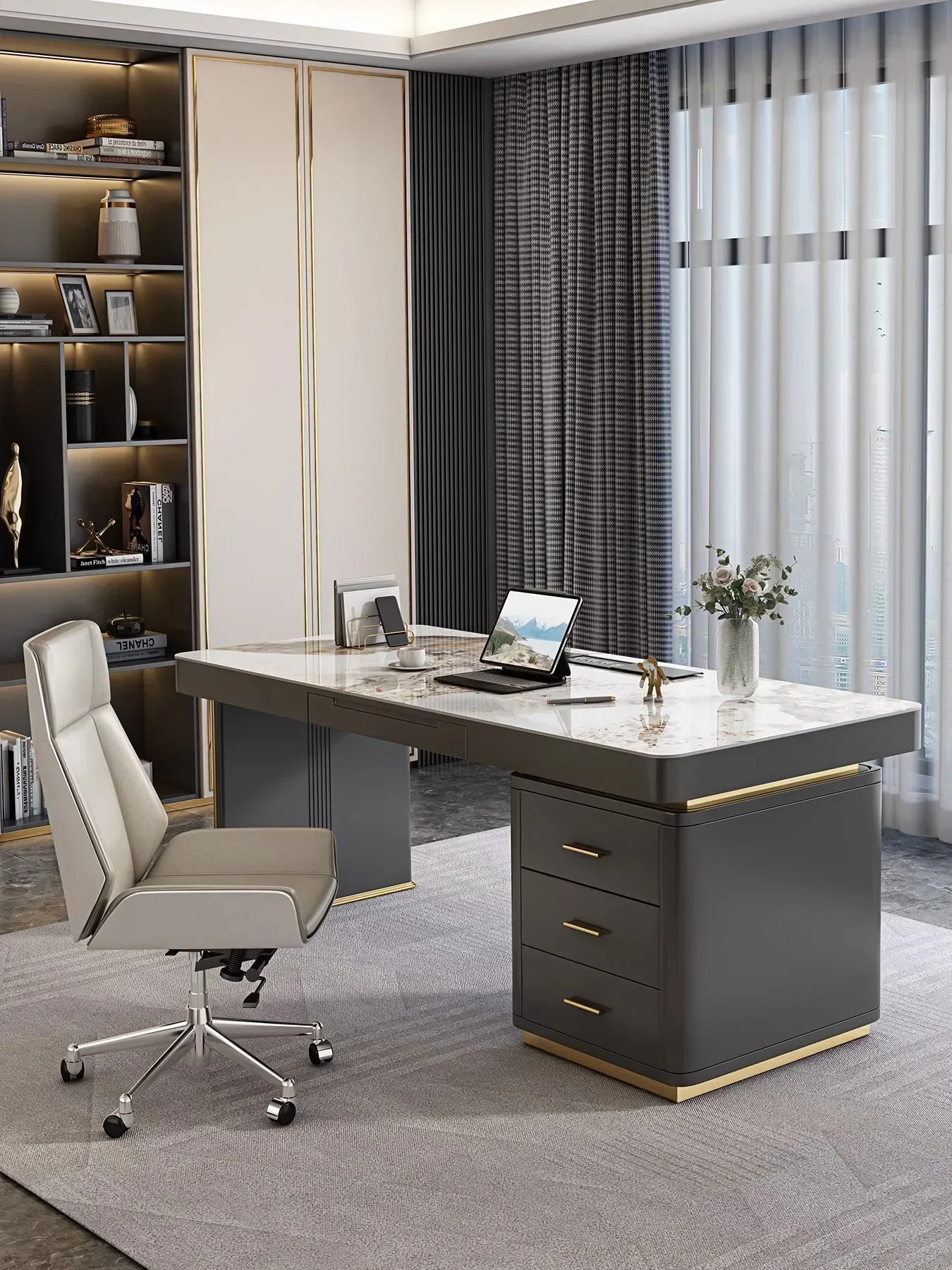 

ls 42ls 42Stone Plate Desk Home Study Desk Light Luxury Modern Designer Advanced Sense Computer Desk