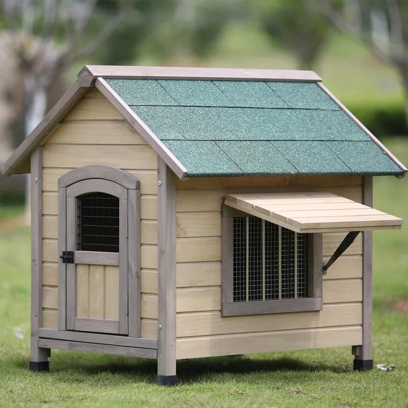 Solid wood Indoor Outdoor Outdoor Medium Small Large Anticorrosive Dog House Cage House Rainproof Yard General Internet