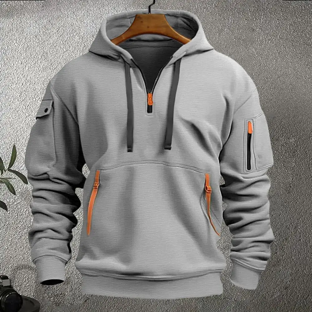 2024 New Multi Pocket Zipper Fleece Hooded Casual Shirt for Men and Women Plus Size Loose Pullover Fashion Sweatshirt top