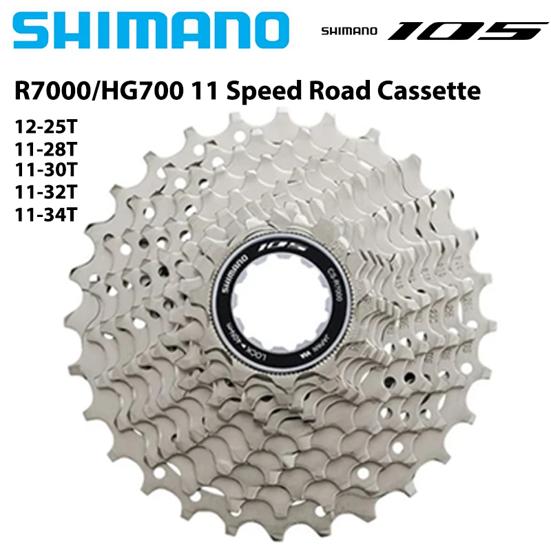 SHIMANO 105 R7000 CS-HG700-11 11-Speed Road Cassette Sprocket 11-28T 30T 32T 34T Compatible with SS GS Cage Rear Derailleurs