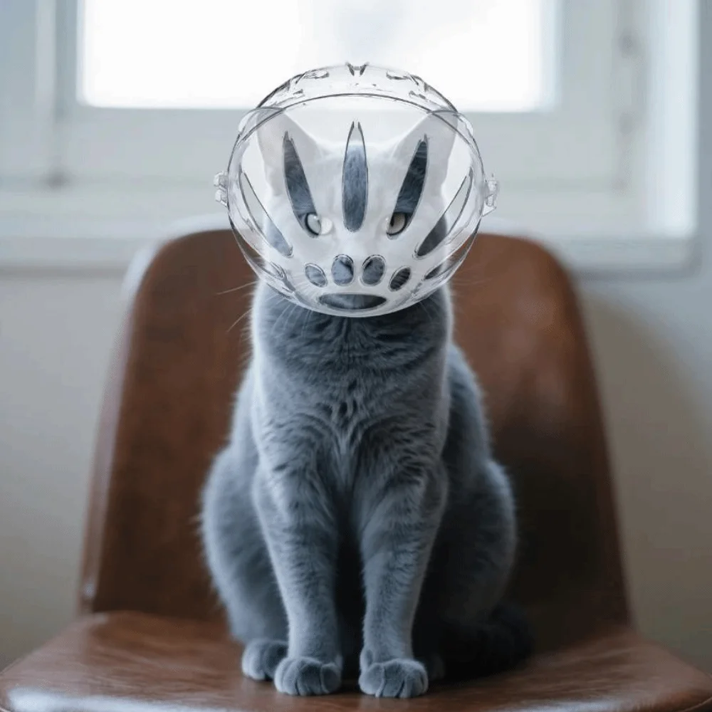 غطاء رأس قطة على شكل كرة يساعد على العناية بالحيوانات الأليفة، غطاء رأس قوي وشفاف للحيوانات الأليفة، غطاء أمان قابل للتنفس ومضاد للعض، قناع تقليم الأظافر #5