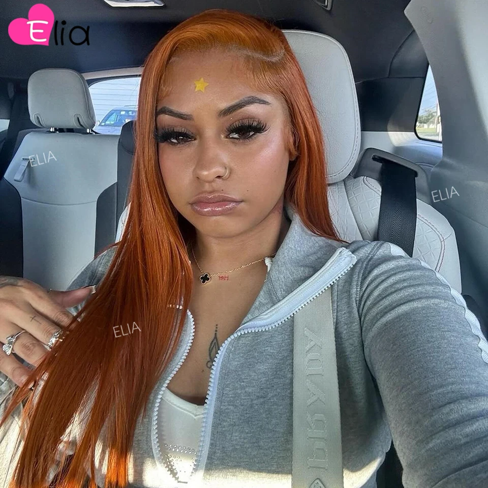 Orange Ginger Wigs for Women Human Woman Hair Wigs 32 Inches Brazilian Wigs Straight Lace Frontal Human Hair Wigs 13x6 Elia Hair