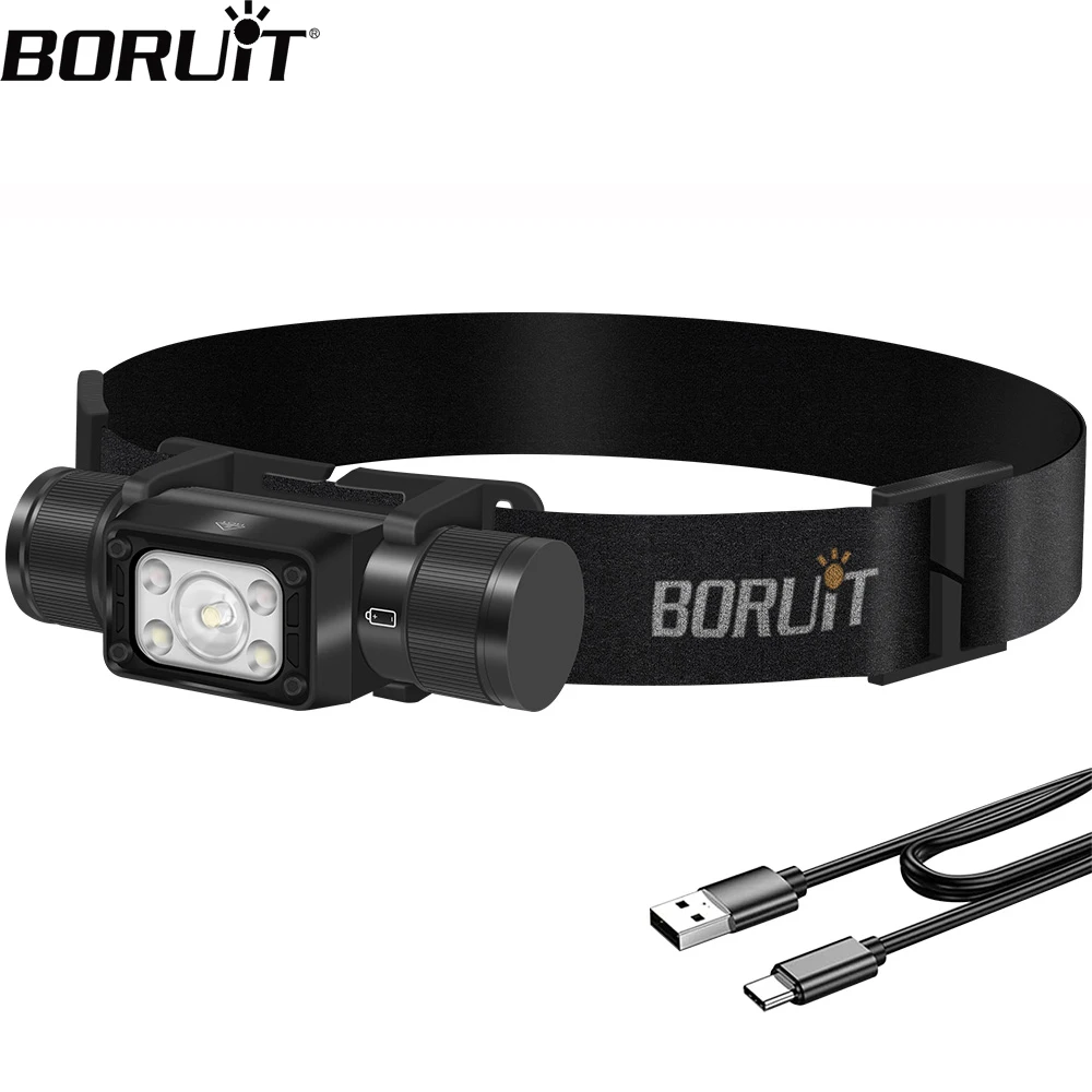 

BORUiT HP350 LED Headlamp Type-C Rechargesble 18650 Headlight Waterproof Emergency Lantern Camping Fishing Powerful Head Torch