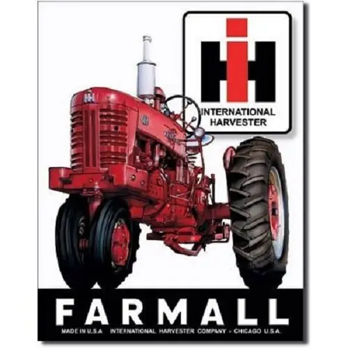 Farmall 400 IH Tractor Farm Equipment Logo Retro Vintage Metal Tin Sign