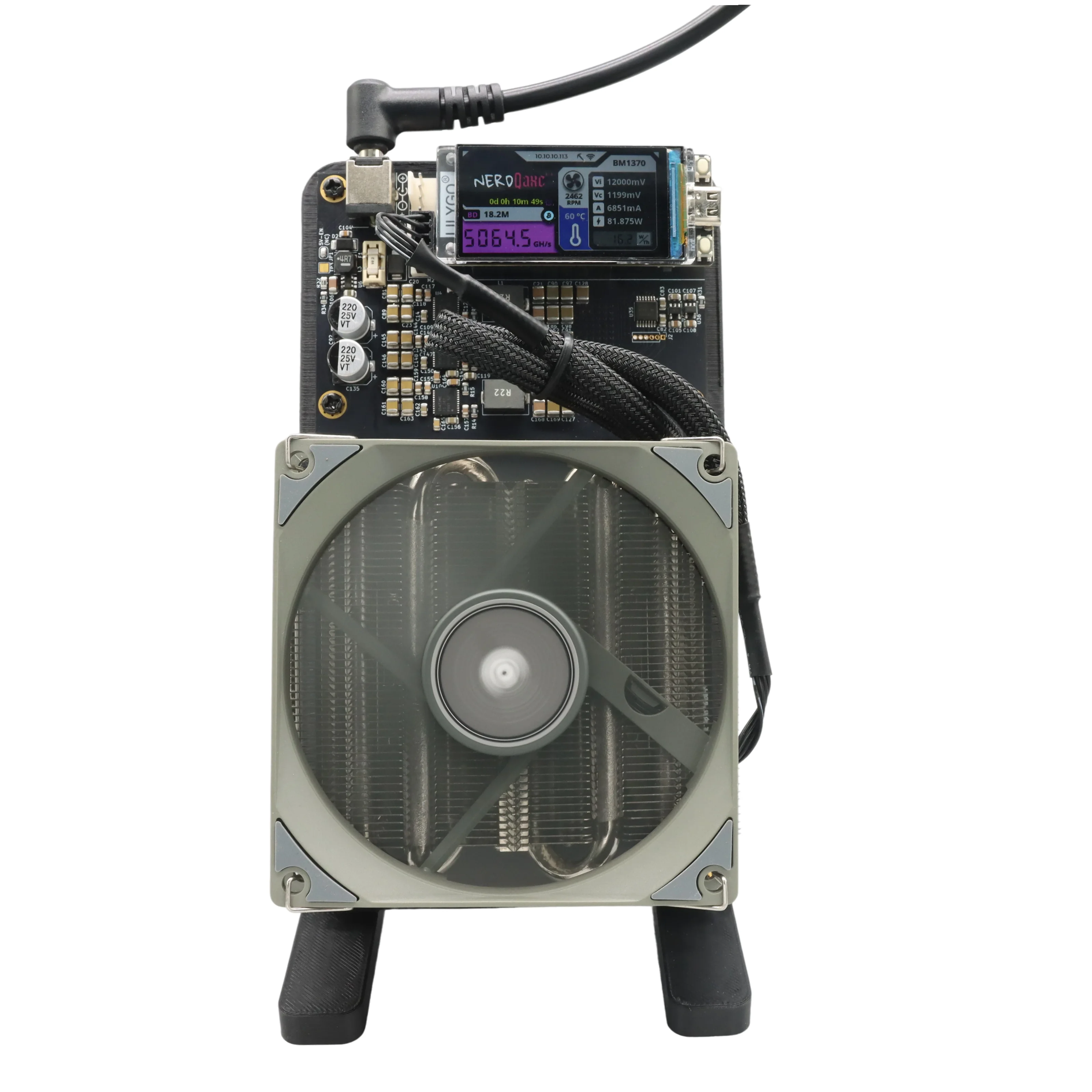 Bitaxe NerdQaxe++ 4.8TH/s 68W Asic Koparka Bitcoinów 4 Chipy BM1370 Solo BTC 2.4G WiFi Otwarta Maszyna Górnicza