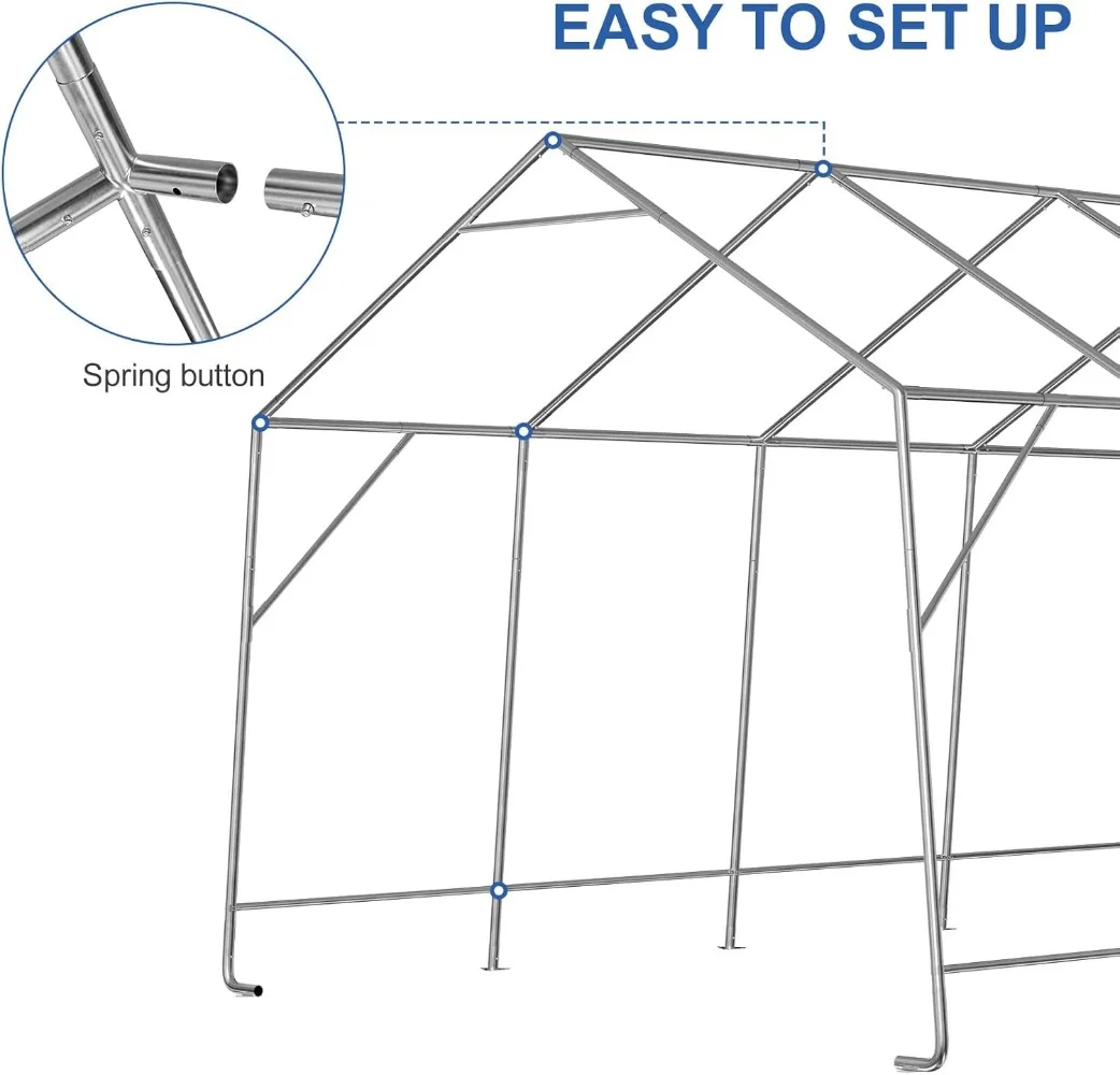 12x20ft Heavy Duty Carport, Car Port With All-Steel Metal Frame,Portable Garage For Automobile,Truck,Boat,Outdoor Storage