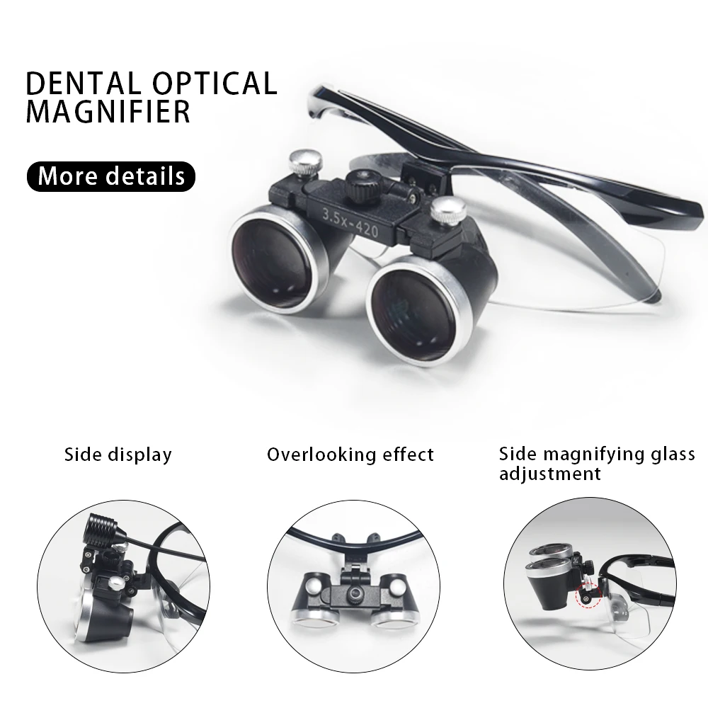 Dentistry Binocular Magnifier 2.5X 3.5X Ultra-lightweight Optical Loupes 320-420mm Magnifying Glass for Dental Surgery