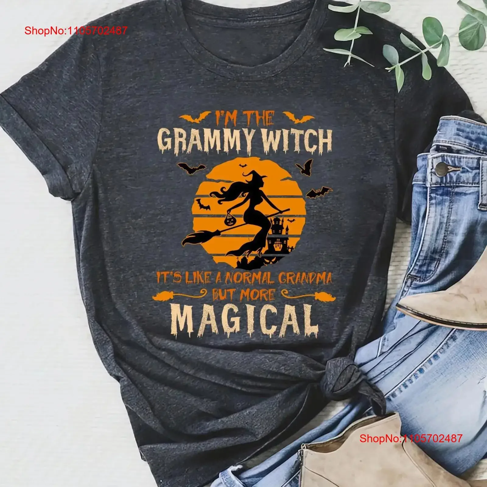 Halloween Grandma T Shirt I'm The Grammy Witch Party Outfit vintage Washed streetwear Stretched Unisex fashion