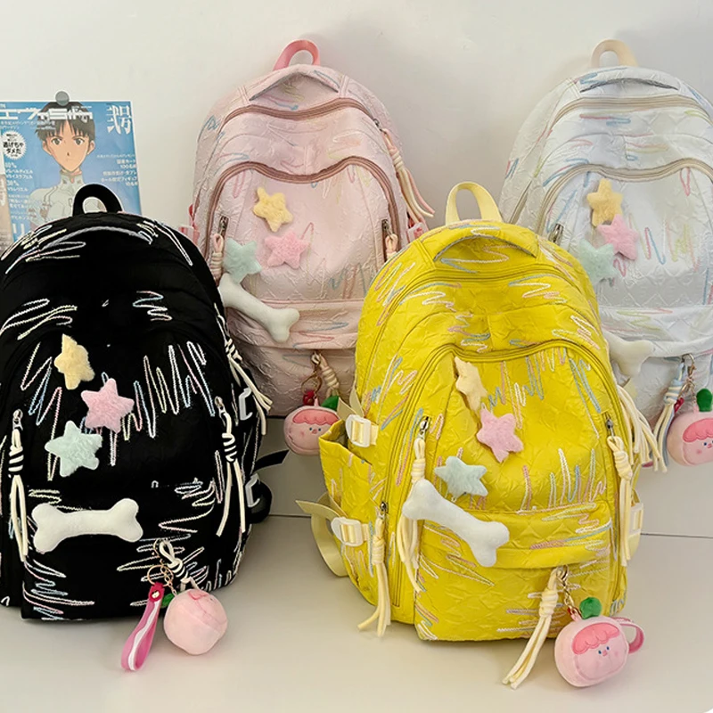 Zaini da donna Pendenti a stella Stile preppy coreano Carino Kawaii Dolce Verstaile Zaini leggeri di grande capacità per ragazza