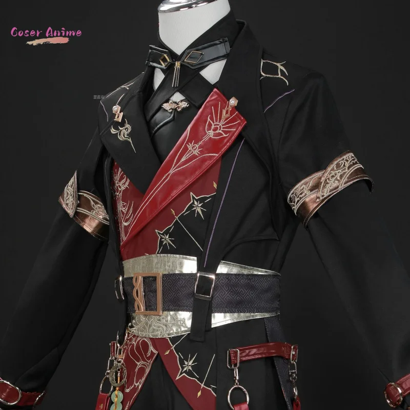 أزياء الحب والعميق Xavier التأثيرية زي هنتر الأسود اللامع لحفلة الهالوين وحفلات النساء والرجال كرنفال